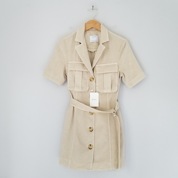 bershka jersey t shirt dress in khaki